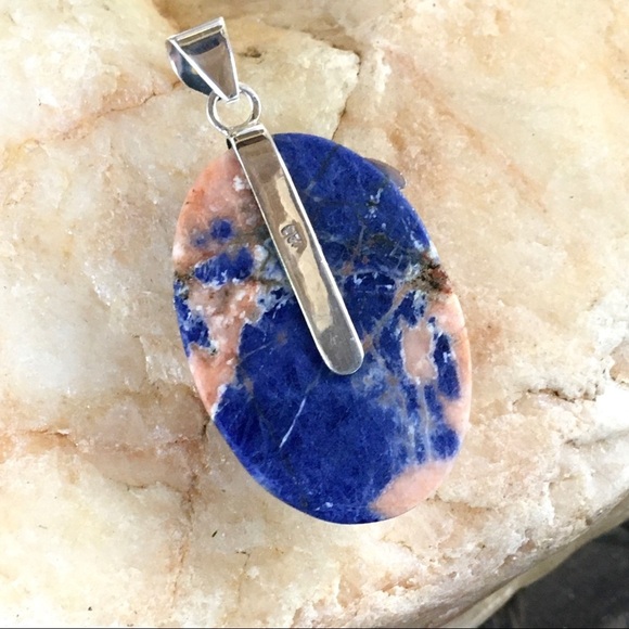 ORANGE SODALITE artisan sterling silver turtle pendant NWT - Picture 3 of 5